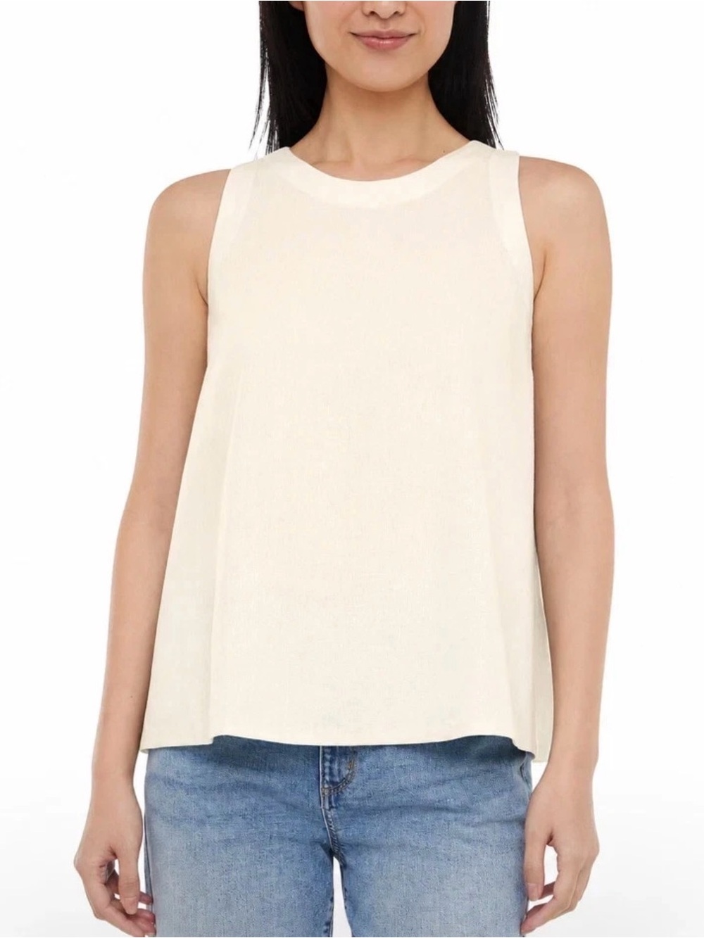 Banana Republic Sleeveless Crewneck Tank Top in Cream